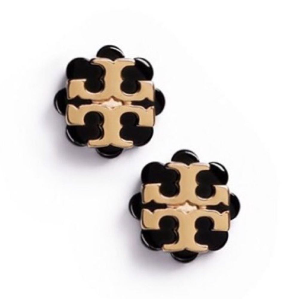 Authentic Tory Burch Logo Flower Earrings